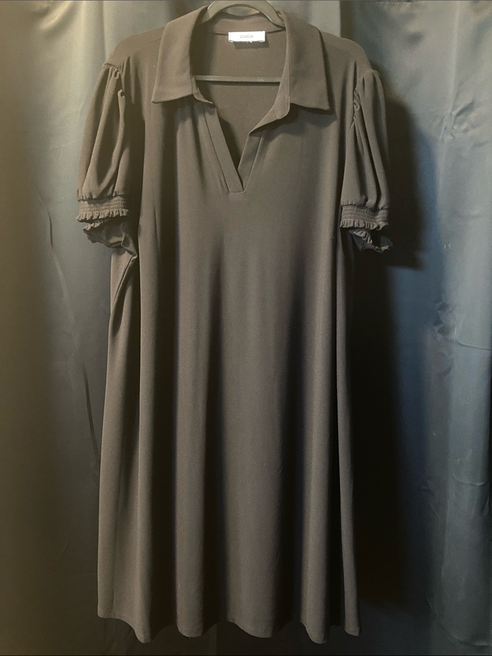 CeCe Black Polo Collar A-Line Dress